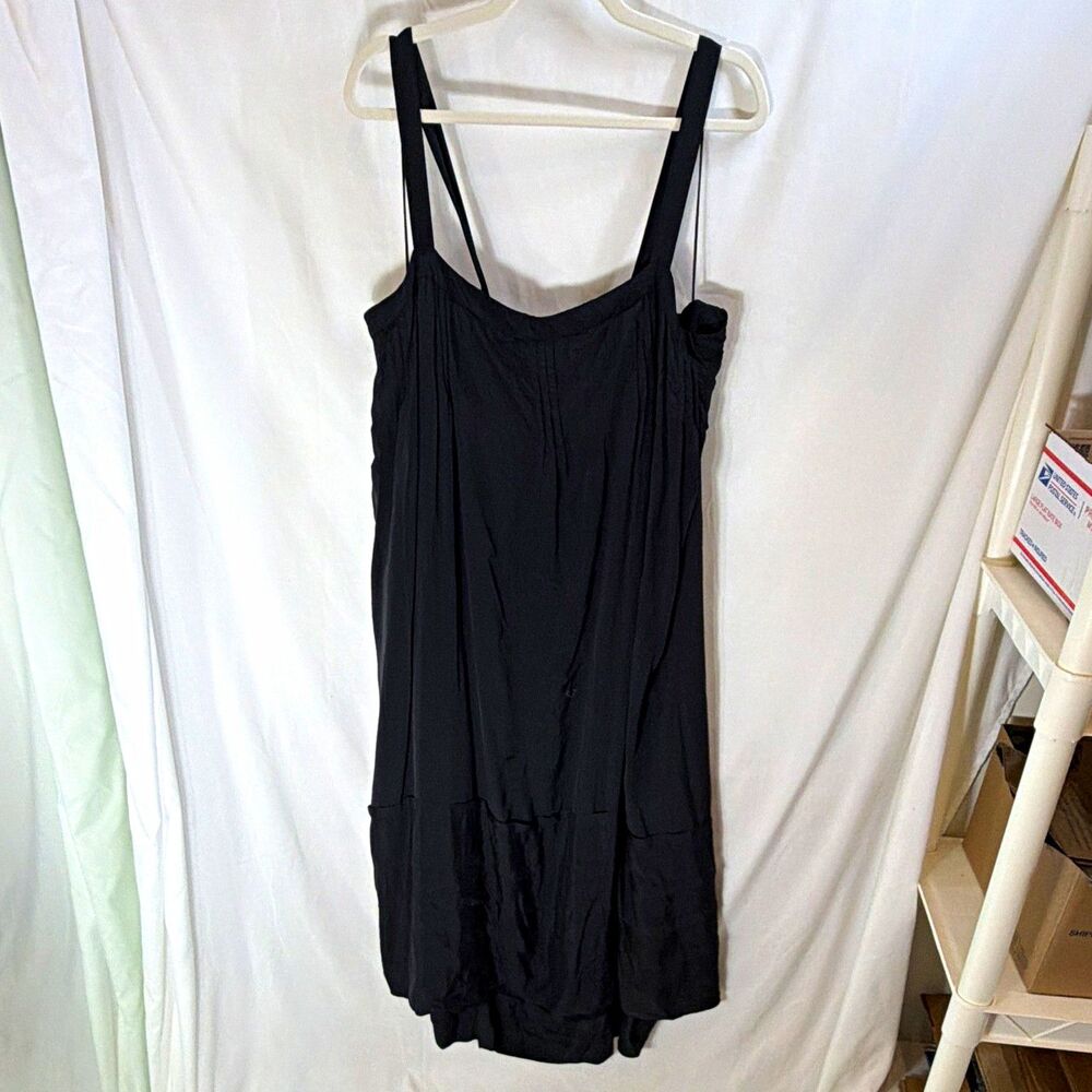 J.CREW Black Solid Strappy Sleeveless Shift Dress Bow Button Knee Length 3X